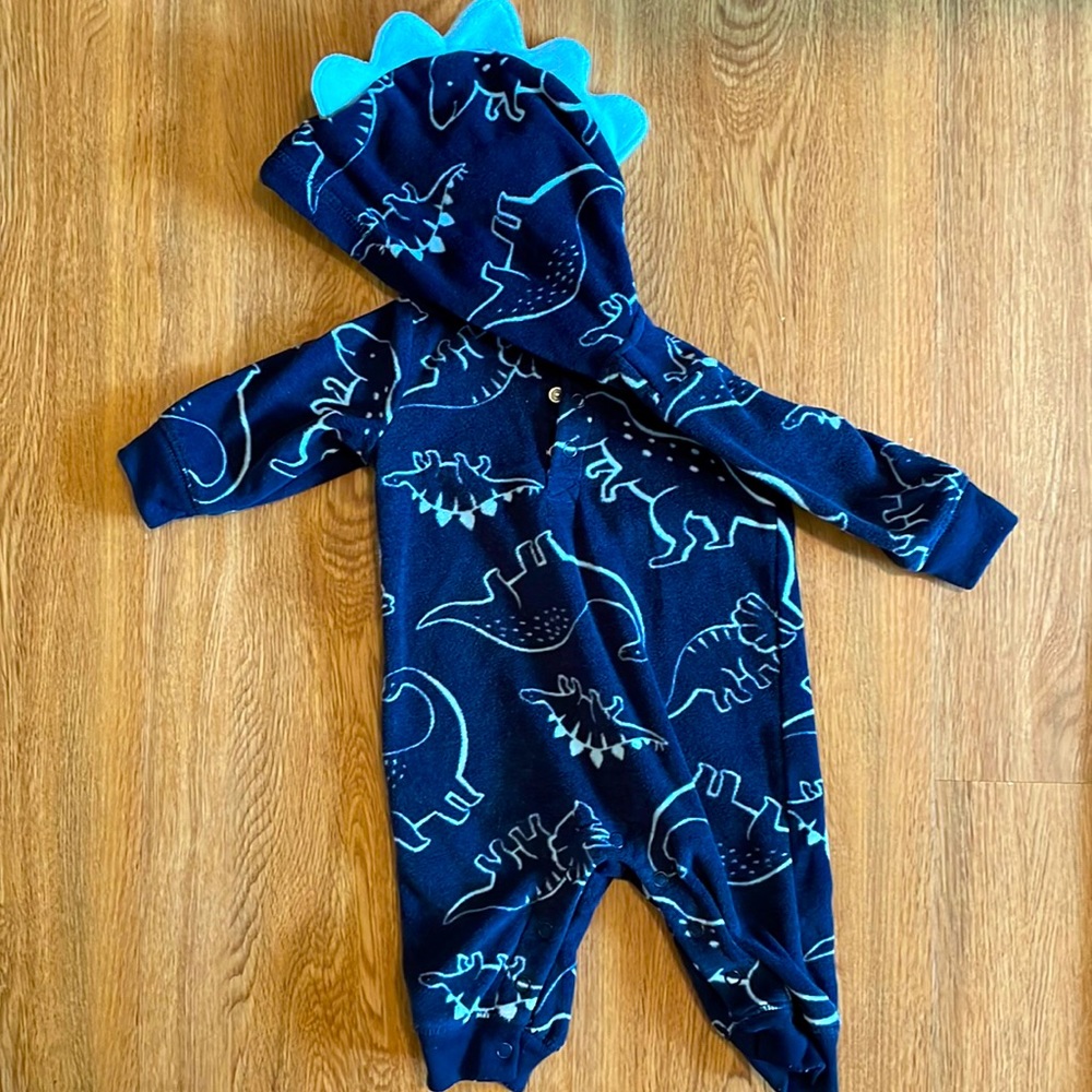 Fleece Hooded Dinosaur Romper